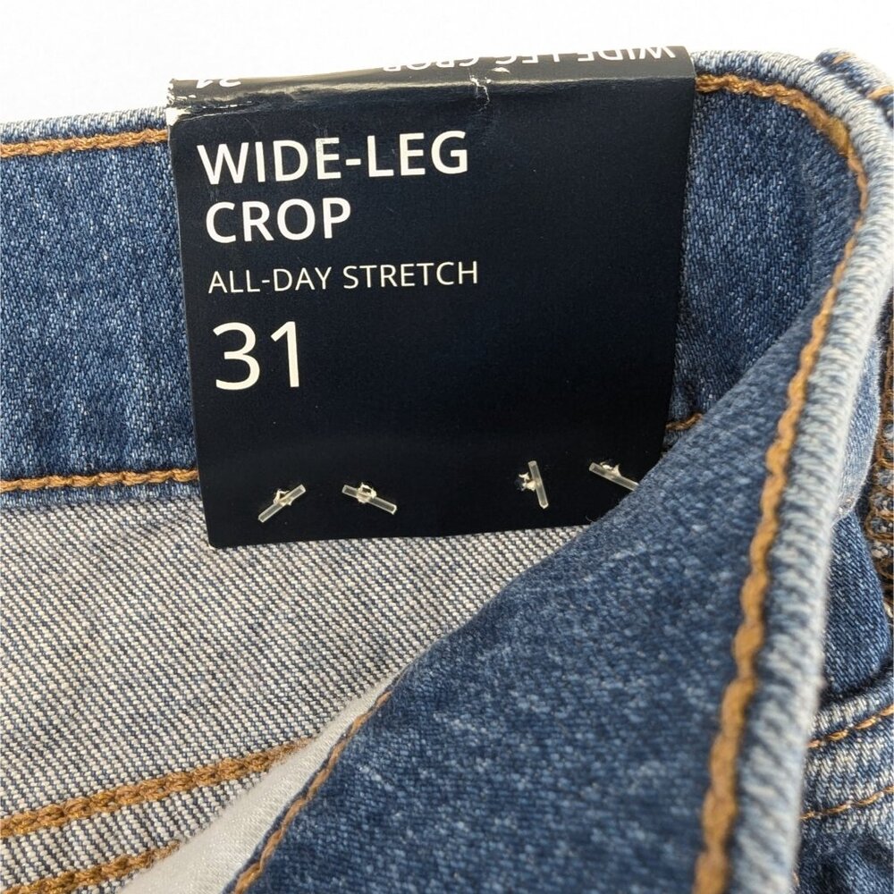 J Crew Womens 31 Wide Leg Full Length Jeans Blue All Day Stretch Denim NWT - Picture 4 of 9